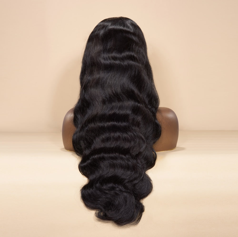 13x4 Preplucked Invisible Skin Melt Swiss HD Lace Front Wig Frontal Long Straight Black Women's Bleached Knots Wigs