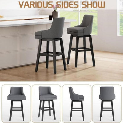 Graceful Home Bar Creamy Gray Fabric Upholstered Seat Height Counter Swivel Barstool for Living Room Dining Bedroom Hotel