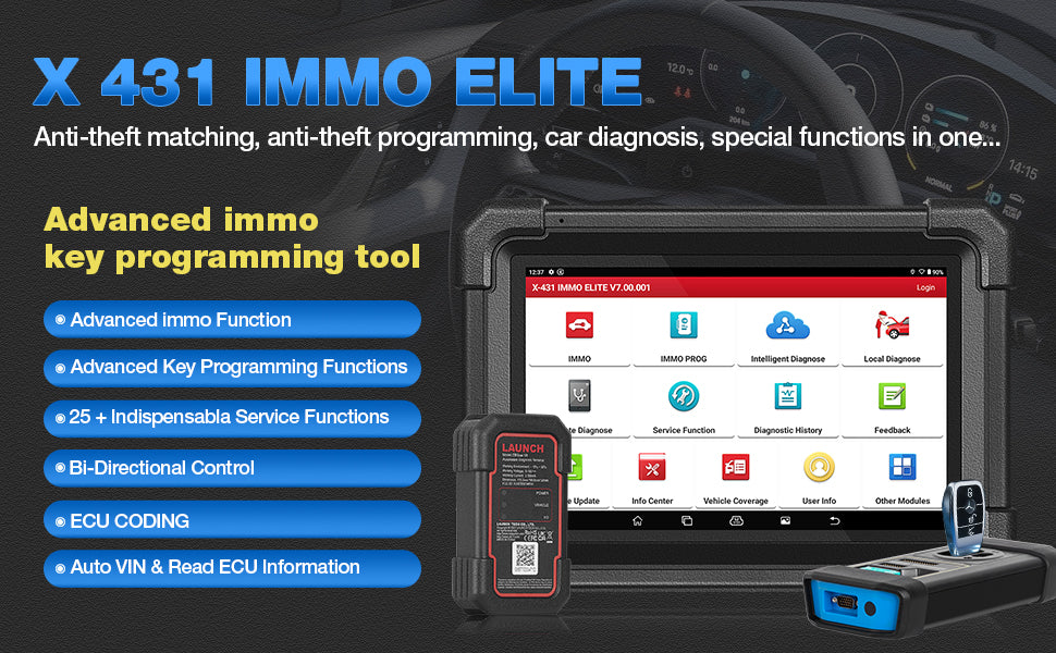 LAUNCH X431 IMMO Elite Programming Tool With 2 Years Update All Systems Bi-Directional Control Diagnostic Tool 39+ Services