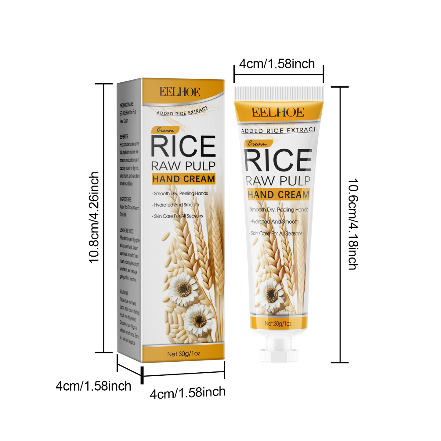 EELHOE Rice Pulp Hand Cream Moisturizing Brightening Skin Reducing Dry Roughness Itching Hand Cream