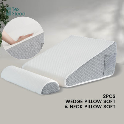 Valentine's Day Gift 1/2 Pcs Memory Foam Bed Wedge Pillow/Neck Pillow Back Leg Removable Cover Knee Sleep Massage Polyester