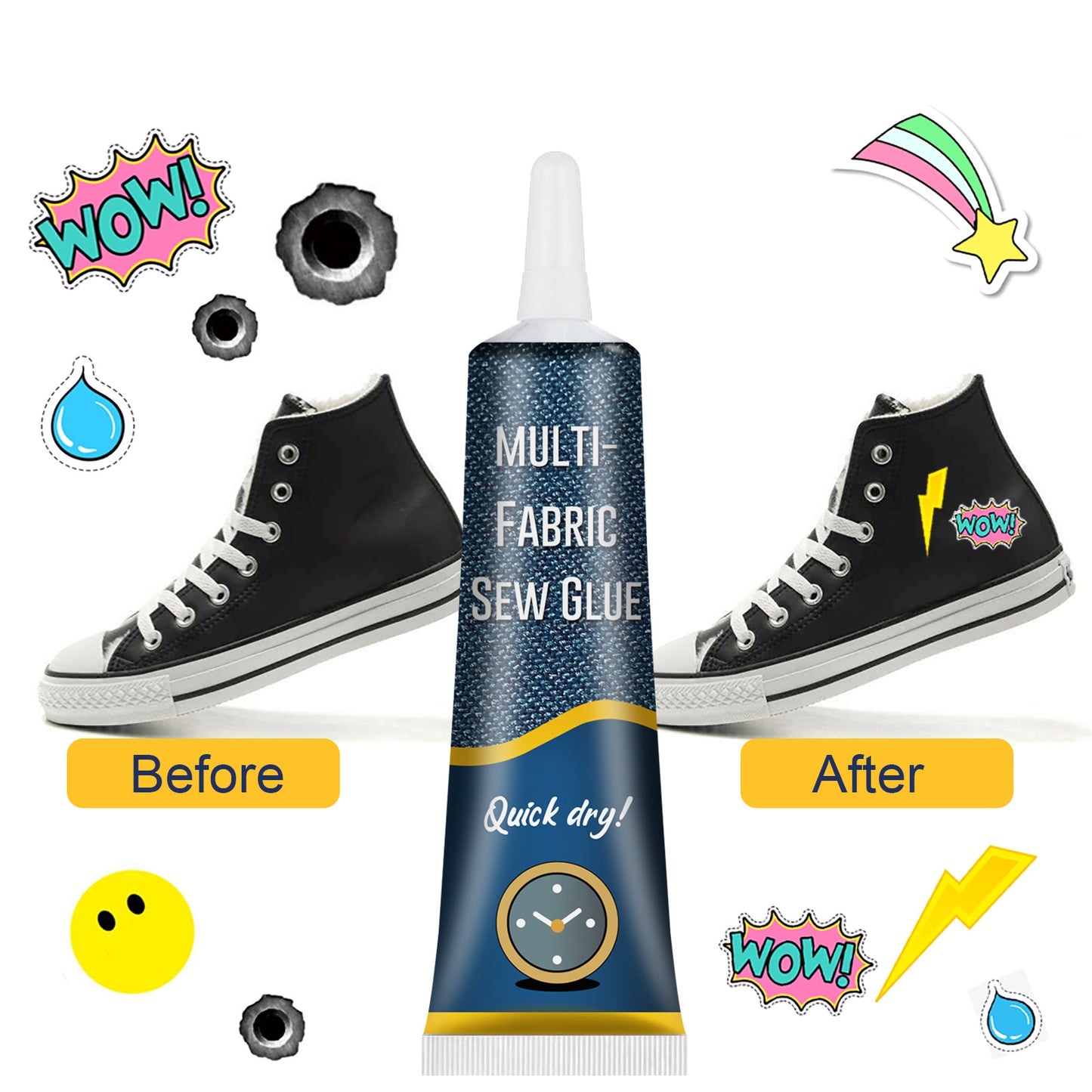 Jue-Fish  Fabric Sewing Glue Clothing Special Glue for Printing Pants Insoles Jeans Hole Fabric Glue