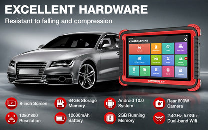 KINGBOLEN K8 Auto Full System Diagnostic Tools 28 Reset Function ECU Coding Bi-directionnal 2 Years Free Update OBD2 Scanner