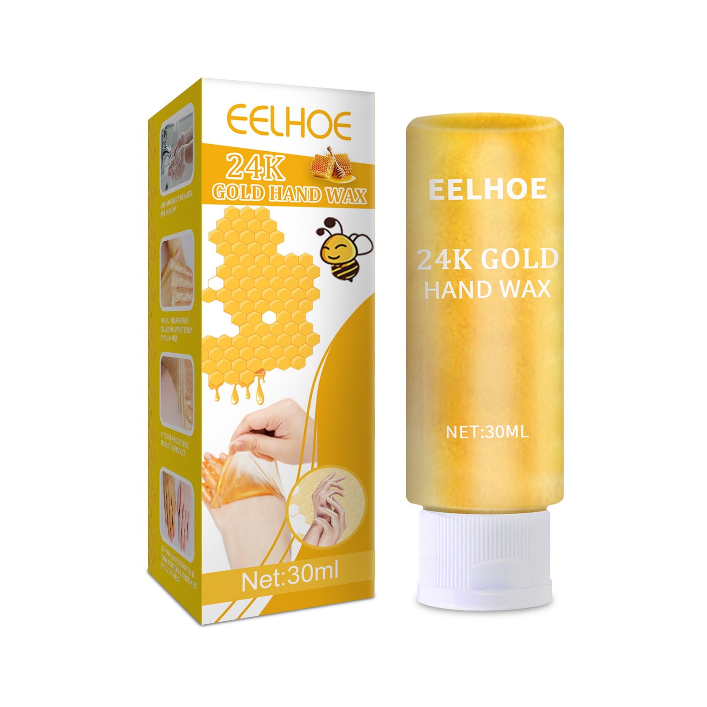 EELHOE 24k Gold Hand Mask Moisturizing Exfoliating Tender Hand Care Honey Hand Mask