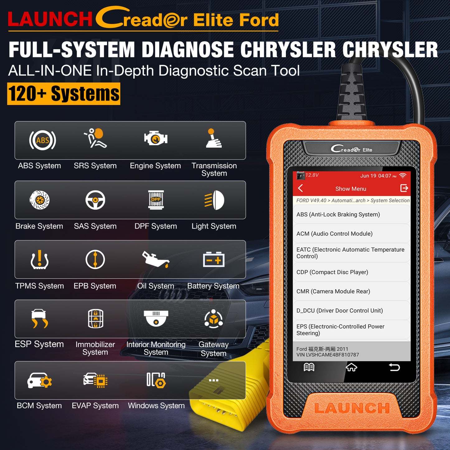 2025 LAUNCH CRE for Chrysler OBD2 Scanner Full System Diagnostic Bi-directional Scan Tool ECU Coding Key Lifetime Free Update