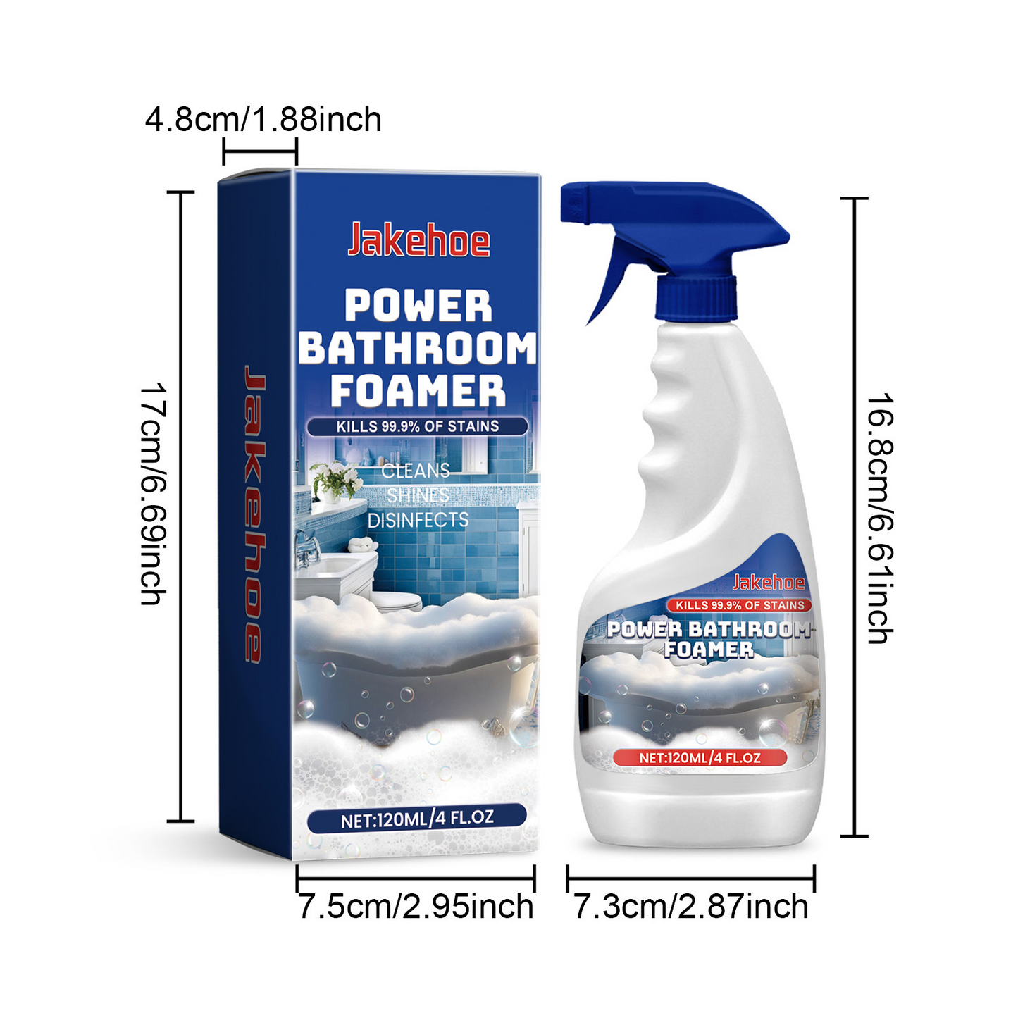 Jakehoe Bathroom Foam Cleaning Spray Bathroom Bathtub Multi-functional Stain Removal Foam Cleaner