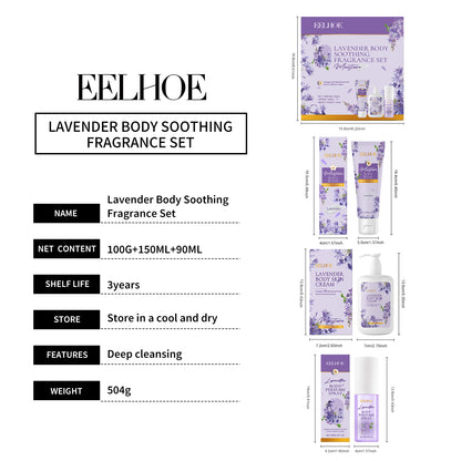 EELHOE Lavender Body Soothing Fragrance Gift Set Gentle Moisturizing Skin Hydrating Skincare Set