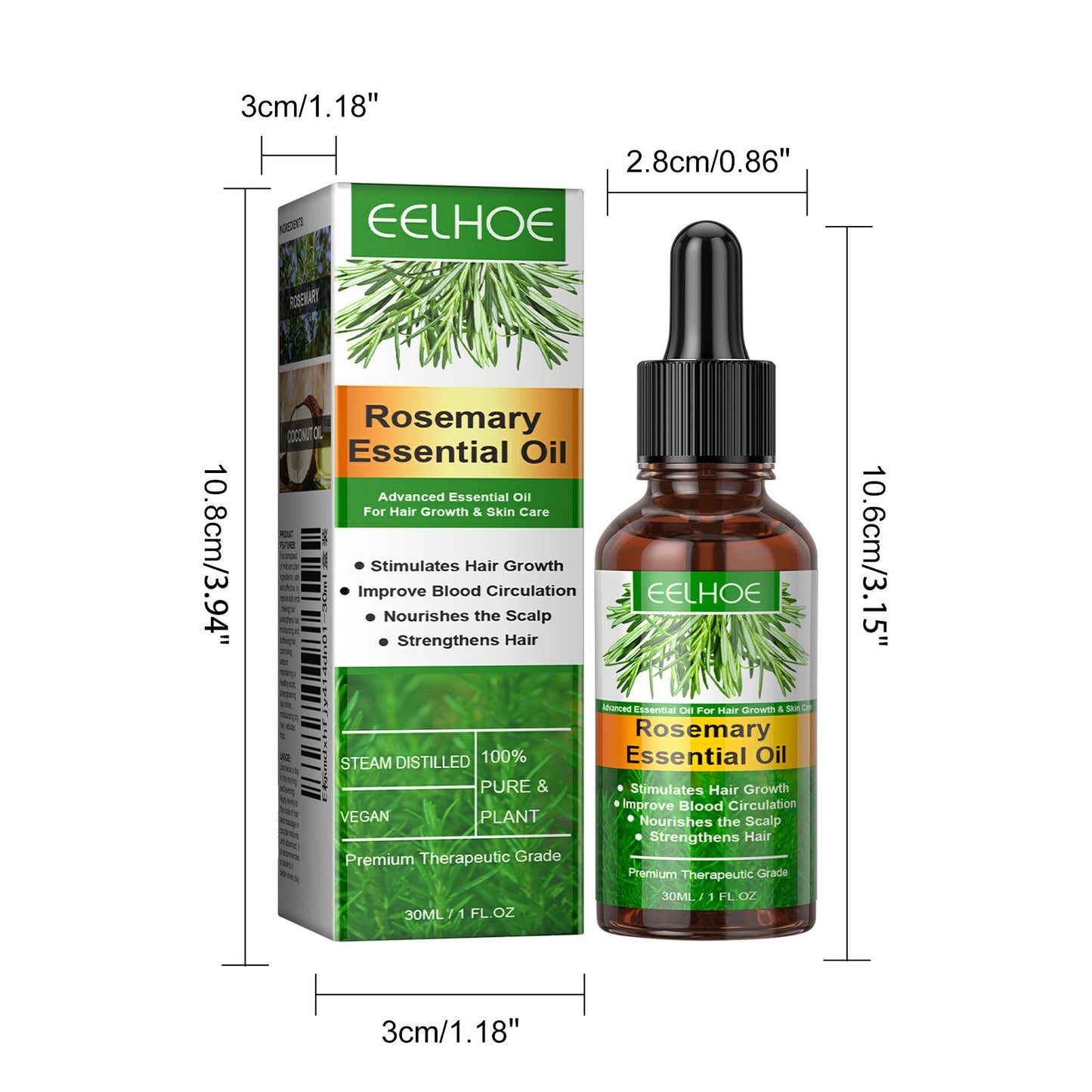 EELHOE Rosemary Hair Care Essential Oil Gentle Scalp Care Smooth Gloss Natural & Fluffy Hair Care Essential Oil