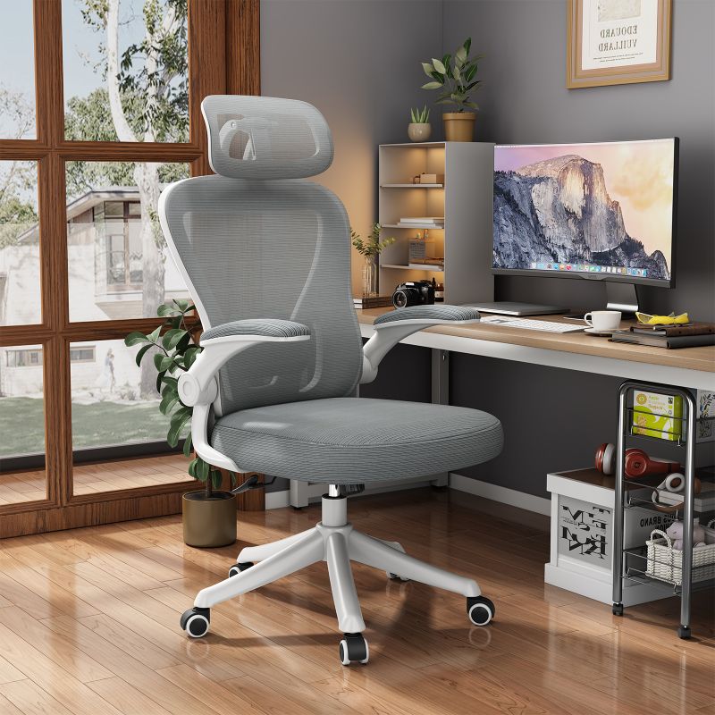 Factory Direct Modern Ergonomic Mesh Task Chair Adjustable Headrest Chinese Style Swivel Office Chair Metal Plastic Material