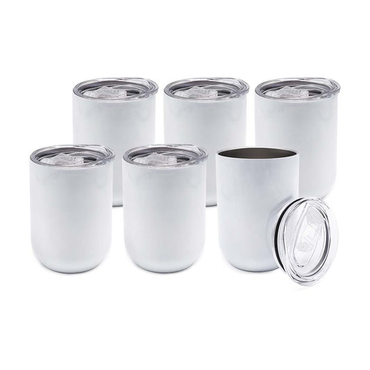 Ready to Ship Double Wall  Sublimation Straight Wine Blank 12oz Stainless Steel Egg Shaped Tumbler With Lid