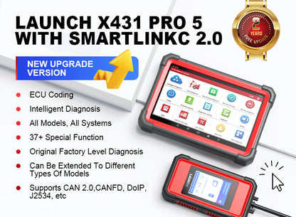 LAUNCH X431 PRO5 PRO 5 Car Diagnostic Tools Automotive Tools OBD2 Scanner Full System Intelligent Diagnosis Tool 2 Years Update