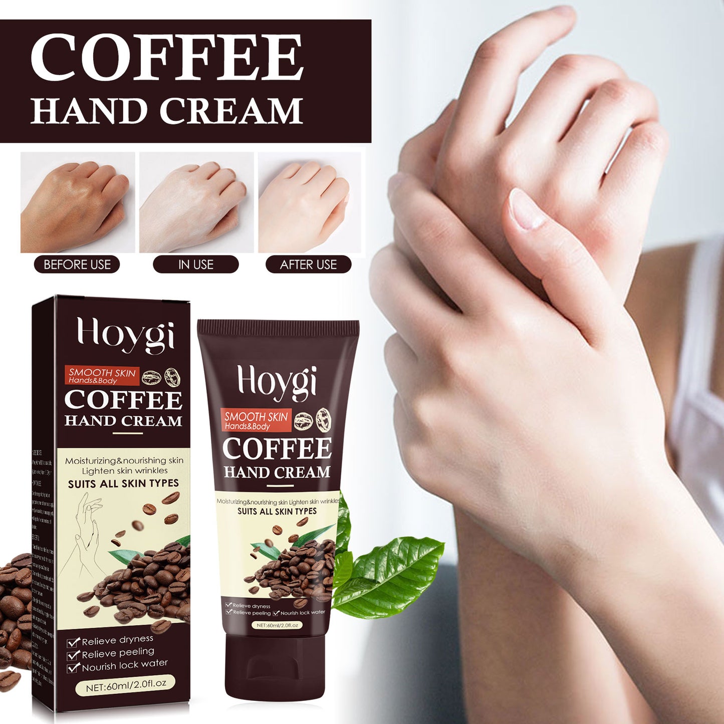 Hoygi Coffee Hand Cream Repair Hand and Body Skin Dead Skin Dryness Improve Roughness Smooth Skin