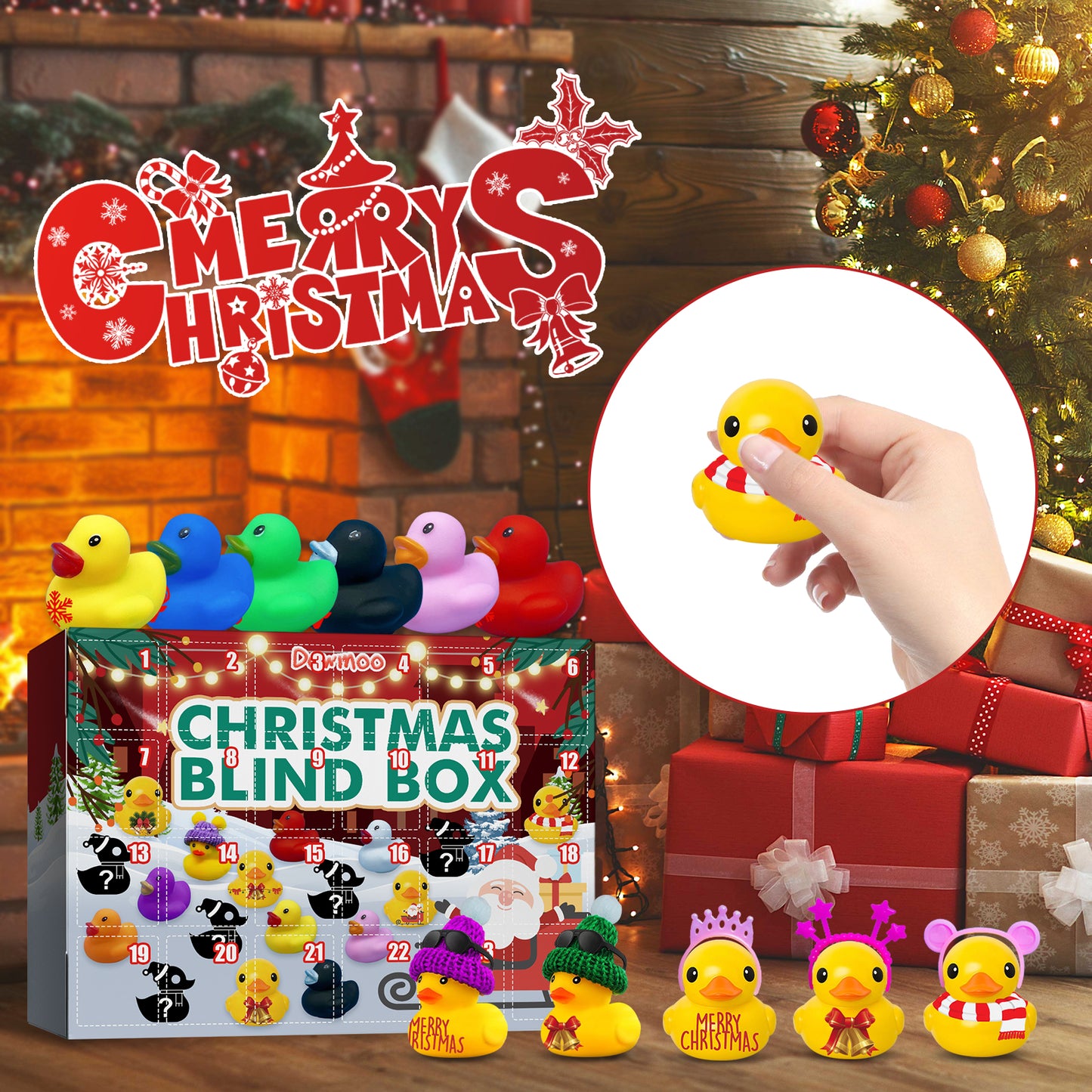 Dowmoo Christmas Rubber Duck Advent Calendar Christmas Rubber Duck Toy Blind Box24Creative Toys