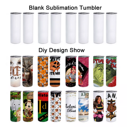 Wholesale Usa Warehouse Stocked 20oz 30oz White Skinny Sublimation Blanks Cups Stainless Steel Tumblers With Straw