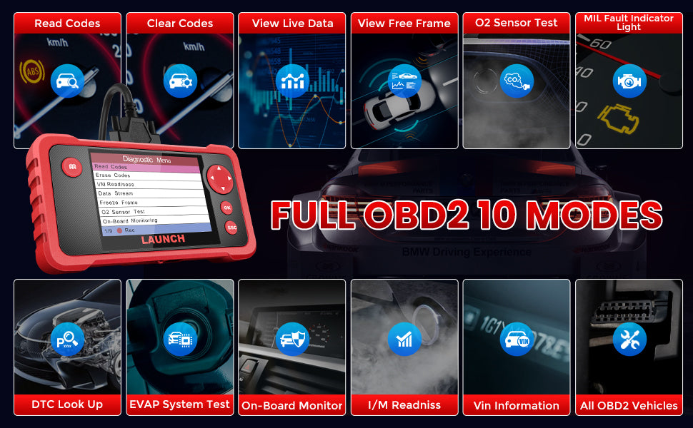 CRP123 V2.0 Four System Car Diagnostic Tool Engine Analyzer OBD2 Scanner Auto VIN Code Reader Lifetime Free Update