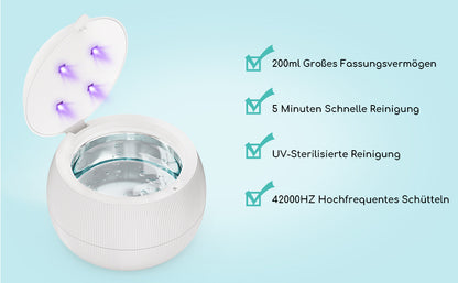 Overseas Warehouse in Stock Vibration Cleaner Washing Jewelry Glasses Watch Dentures Ultrasonic Retainer Cleaner with UV Light