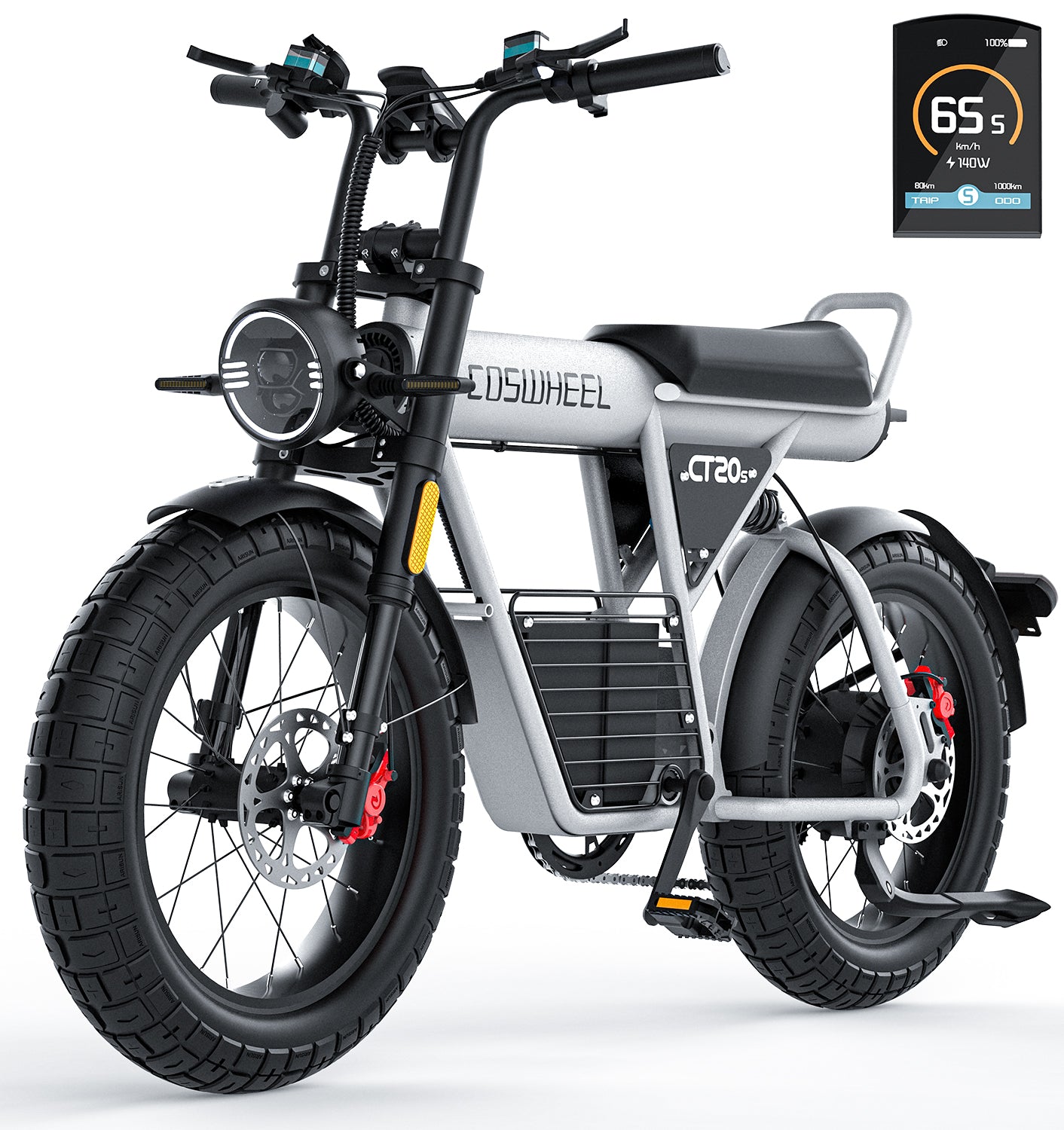 CT20S Electric Bike for Adult 2000W Motor 60V 27.5AH Removable Battery 100Miles Long Range 20x5" Fat Tire Ebike With APP Control