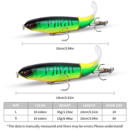 5pcs/set 13g 10cm Top Water Pencil Fishing Lure Hard Bait With Floating Rotating Tail for Bass Trout Freshwater Saltwater