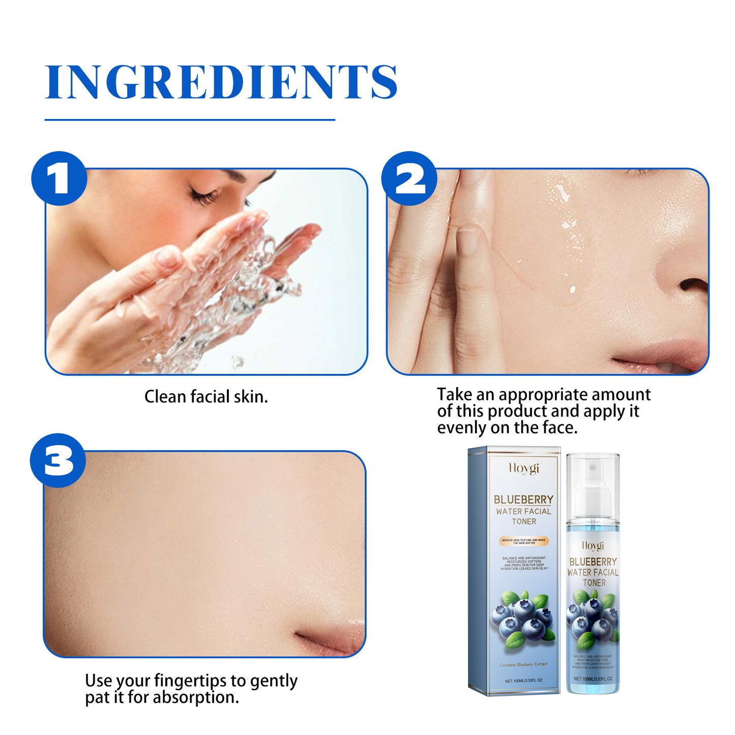 HOYGI Blueberry Facial Care Facial Skin Deep Cleansing Anti Wrinkle Skin Care Essence Skin Beautifying Brightening Face Cream