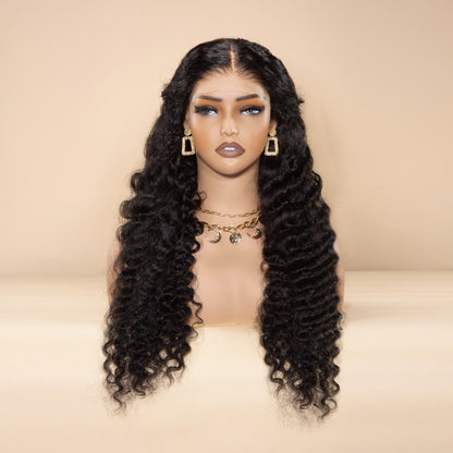 100% Natural Human Hair 5x5 HD Lace Closure Deep Pineapple Wave Wigs DIY Texture Cuticles Aligned Raw Hair Wig