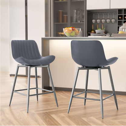 Vintage Luxury Modern Brown Metal Bar Stools with PU Leather Fabric for Home Kitchen Dining Hotel Nordic Style Nightclubs