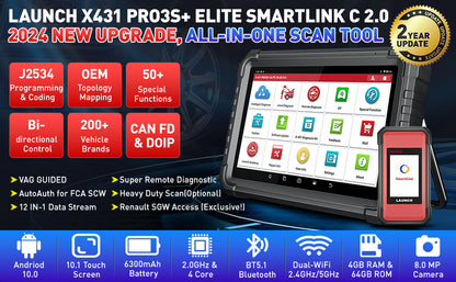 Launch Advanced X431 PRO3S+ Elite Car Diagnostic Scanner J2534 Programming Tool With SmartLink C2.0 CANFD & DOIP