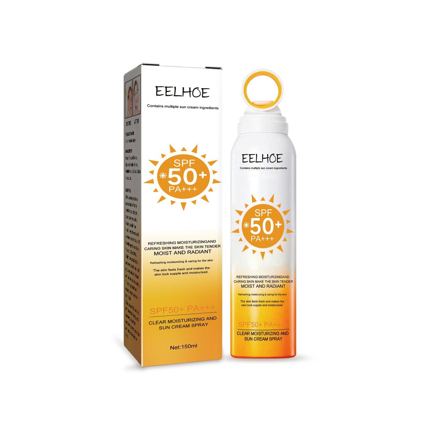 EELHOE Small Aperture Protective Spray UV Protection Waterproof Sweatproof Non-Fake White Clear Skin Feel