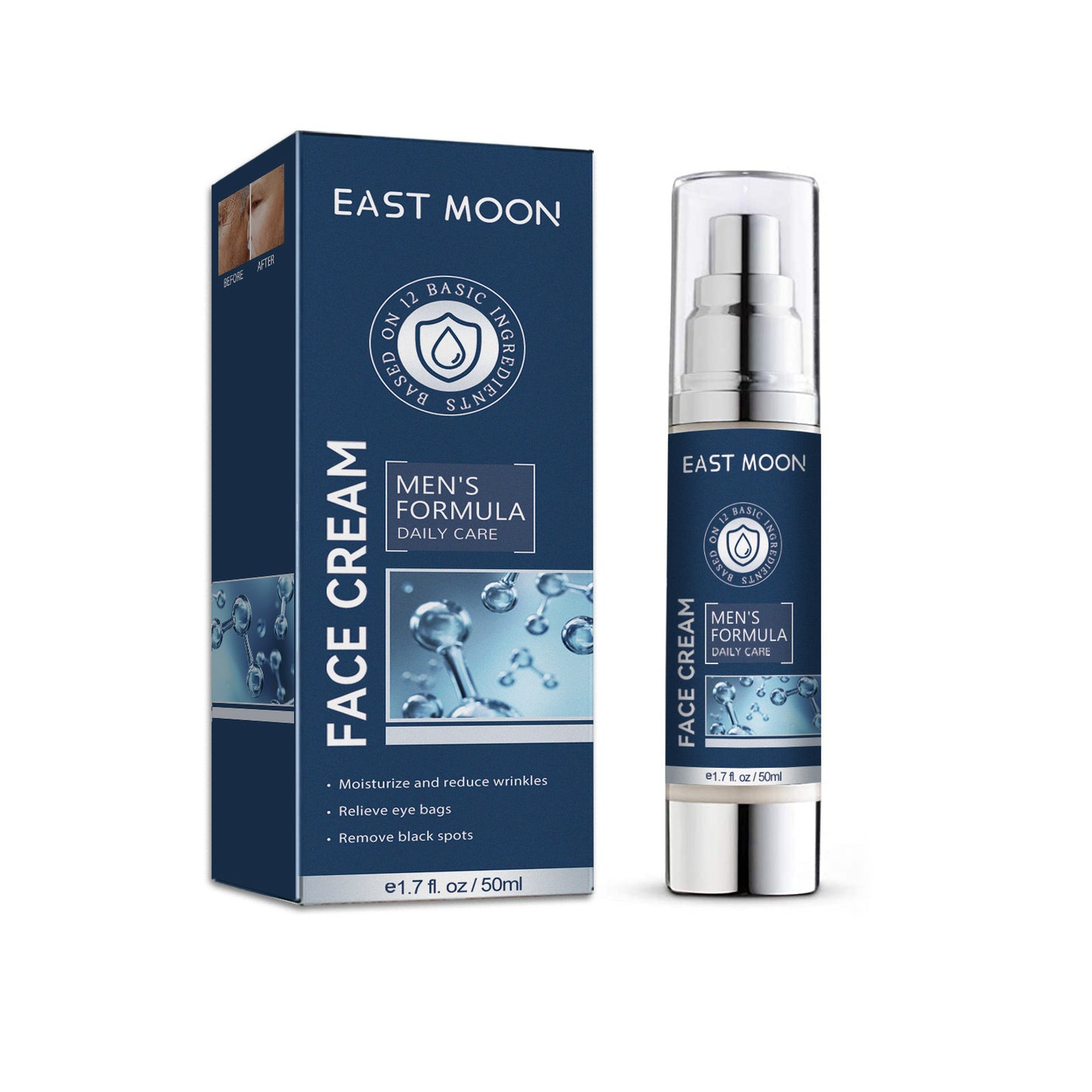 East Moon Men's Facial Moisturizing Cream Hydrating Moisturizing Fade Fine Lines Eye Bags Dark Circles Face Care Cream