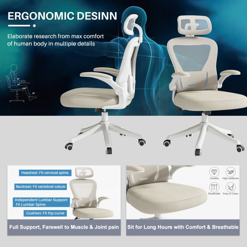 Factory Direct Modern Ergonomic Mesh Task Chair Adjustable Headrest Chinese Style Swivel Office Chair Metal Plastic Material