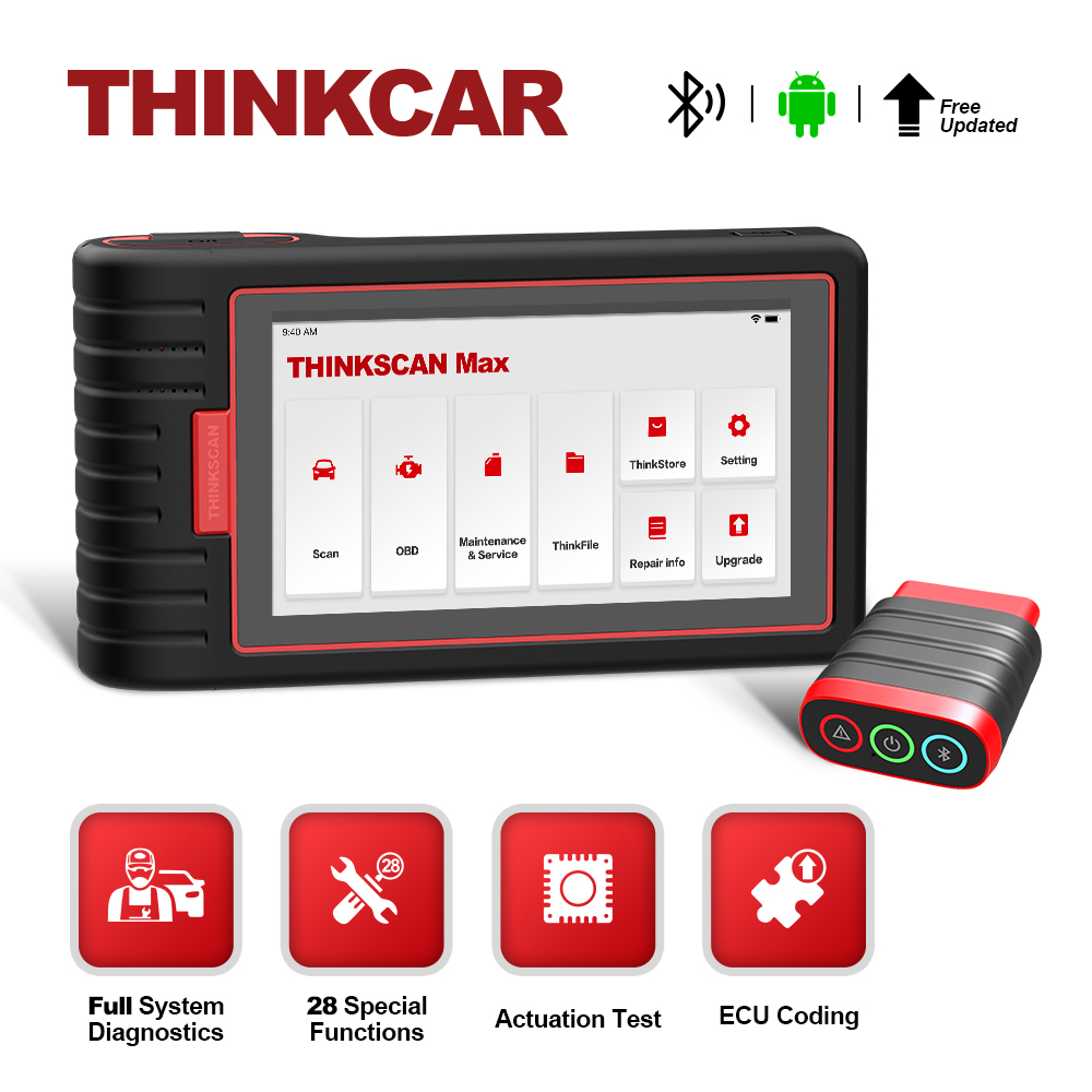 ThinkScan Max 2 BT Compatible OBD2 Diagnostic Tool Full System 28 Service Reset Function ABS Oil Reset