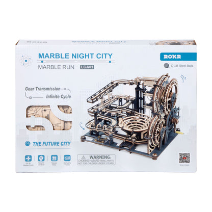 Robotime Rokr US Warehouse DIY Craft Mechanical Gear Toy LGA01 Marble Night City 3D Wooden Puzzle for Drop Shipping