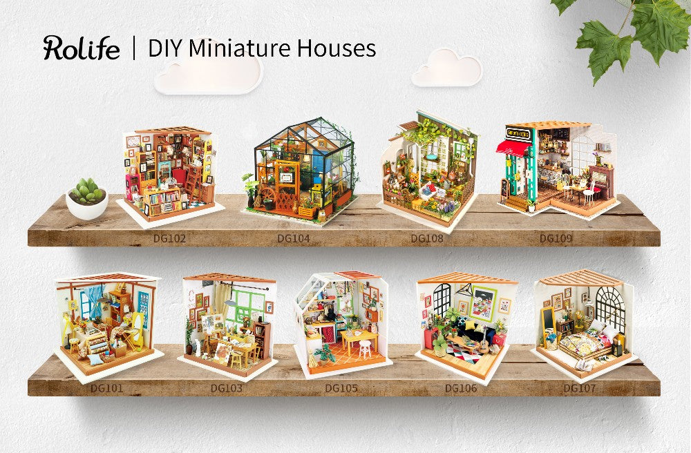 Robotime Rolife US Warehouse 3D Puzzles Wooden Toys DG104 Cathy's Flower House DIY Miniature House for Drop Shipping