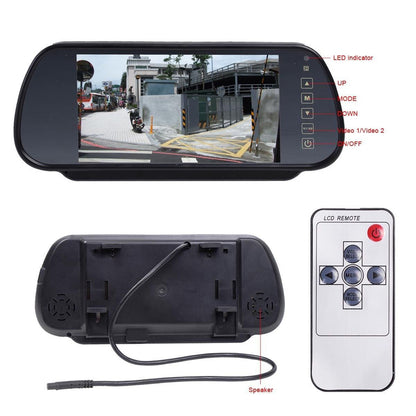 IPoster 7" Car Reverse Mirror Monitor + 7 Infrared LED Night Vision Car Backup Camera Kit