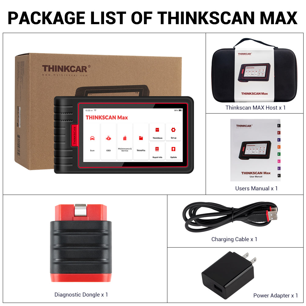 ThinkScan Max 2 BT Compatible OBD2 Diagnostic Tool Full System 28 Service Reset Function ABS Oil Reset