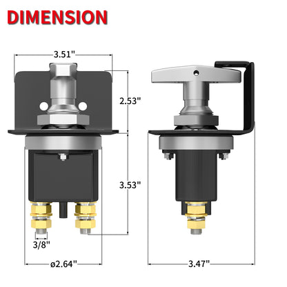 12V 500A Heavy Duty Battery Cut OFF Switch Waterproof Car Battery Kill Switch Metal Battery Isolator Switch with Lock