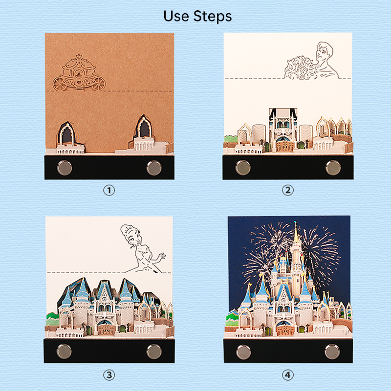 2pcs a Set Fairy Castle Omoshiroi Block Memo Pad Notepad Office Supplies School Stationery Customized Notepad Tear Off Pads Gift