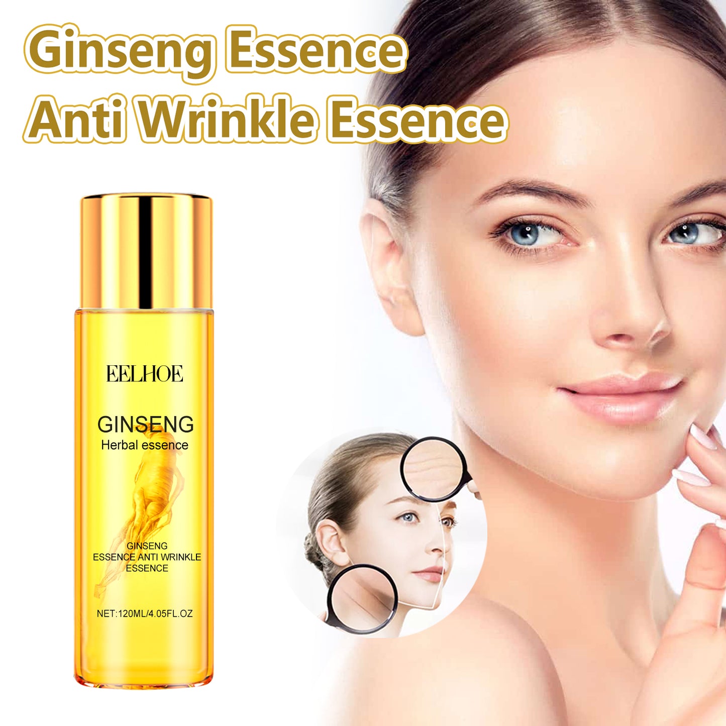 EELHOE Ginseng Anti-Wrinkle Revitalizing Essence Fade Wrinkles, Tighten Facial Skin, Tender, Smooth and Elastic