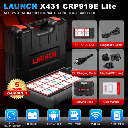 LAUNCH  X431 CRP919E LITE OBD2 Scanner 2025 Newest Professional Diagnostic Tool With FCA AutoAuth Replace CRP909E/ 909X