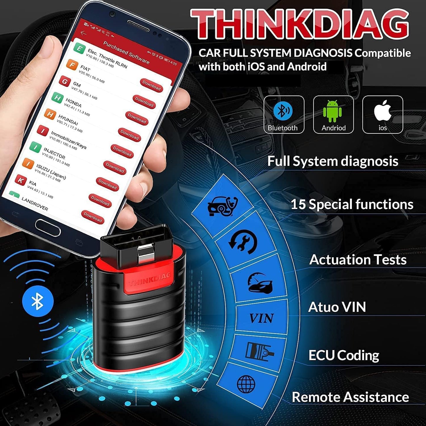 Thinkdiag New Boot All System Bidirectional Scan Tool OE Level Diagnostic Tool With ECU Coding 1 Year Free