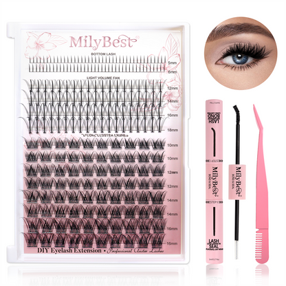 US Local Stock DIY Segment Eyelashes Individual Lash Extension Mega Set 336 Pcs Silk Cluster Lashes Book