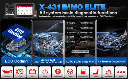 LAUNCH X431 IMMO Elite Programming Tool With 2 Years Update All Systems Bi-Directional Control Diagnostic Tool 39+ Services