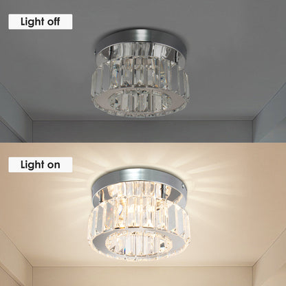 Modern White Exquisite Mini Crystal Chandelier LED Circular Ceiling Light Glass Metal Hotel Balcony Bedroom Corridor Lighting