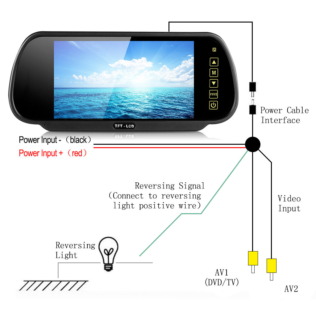 IPoster 7" Car Reverse Mirror Monitor + 7 Infrared LED Night Vision Car Backup Camera Kit