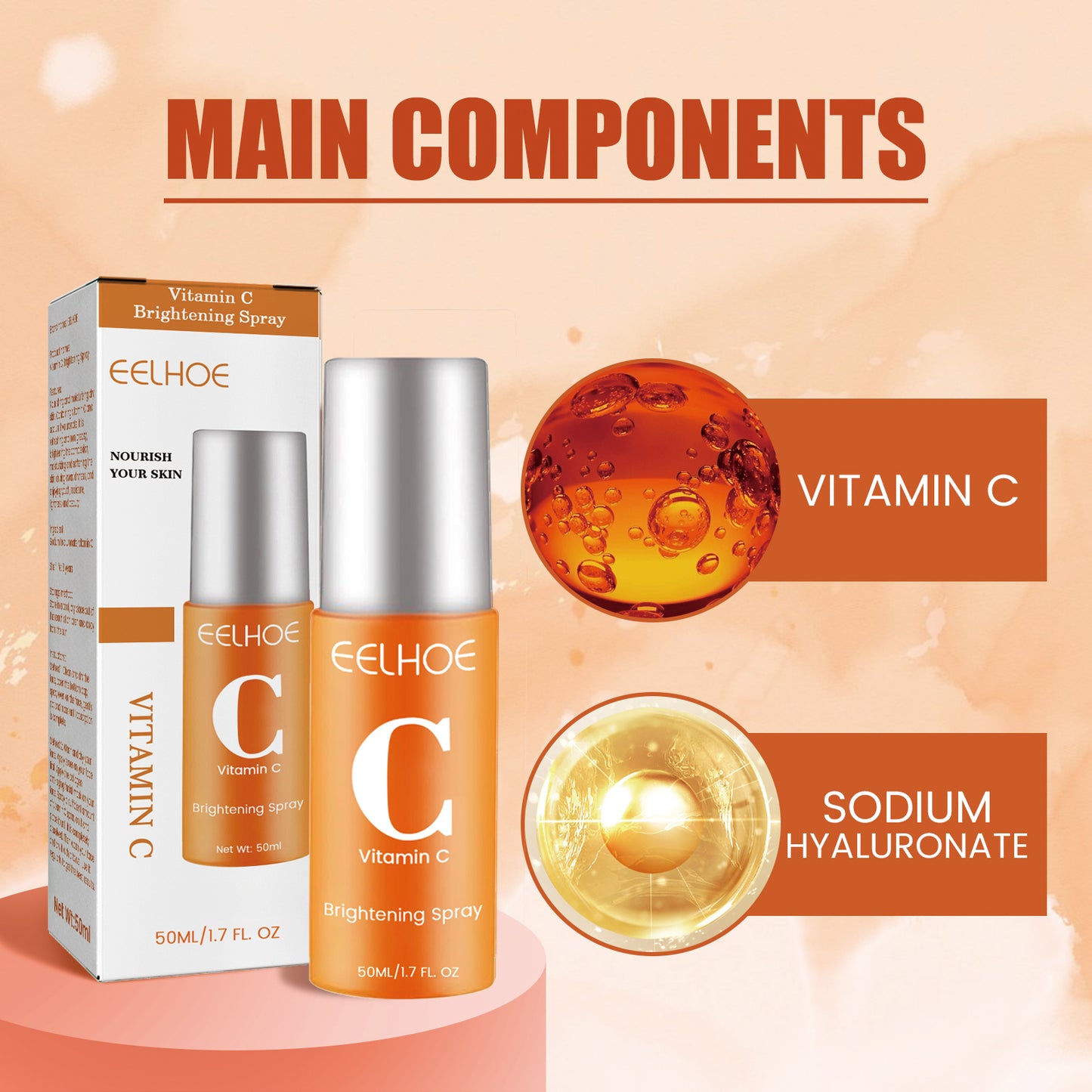 EELHOE Vitamin C Moisturizing Spray Moisture Replenishment Skin Desalting Pimple Color Spot Rejuvenation Whitening Spray