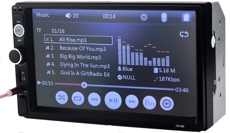 Car Stereo Radio HD 7" Touch Screen 12V 2 Din FM Radio ISO Power Cable Aux Input Receiver SD USB MP5 Autoradio Player