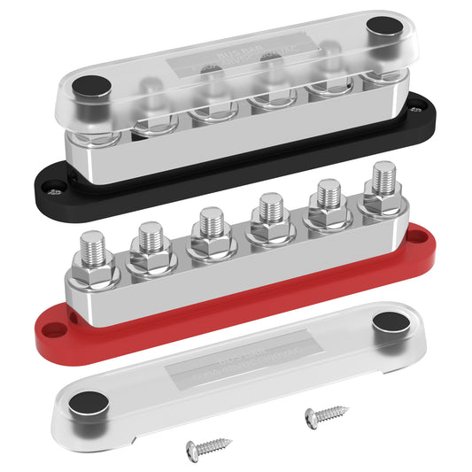 Bus Bar 600A 12V Terminal Block 6X 3/8" Post Heavy Duty Electrical Connector Battery Terminal Distribution Block