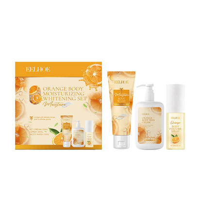 EELHOE Orange Body Moisturizing Whitening Fragrance Gift Set Gentle Moisturizing Hydrating Skin Care Set