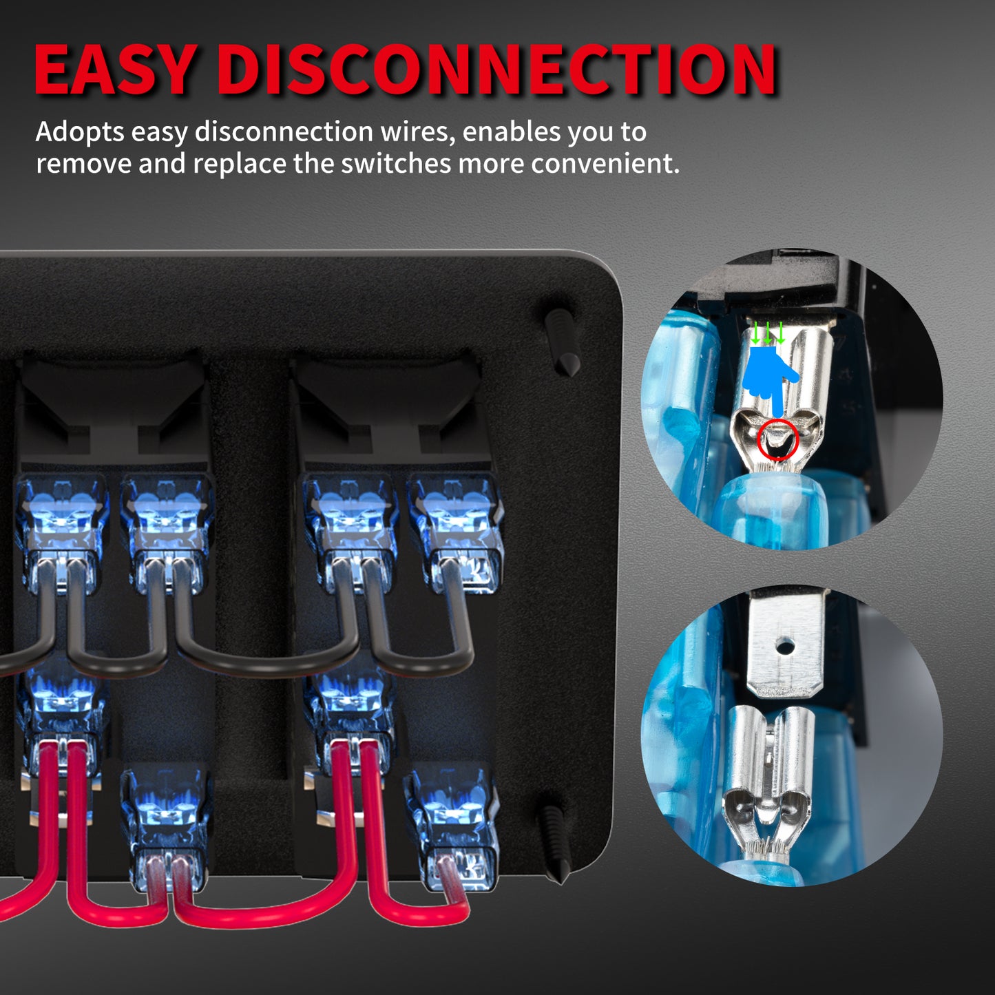 12V 20A on OFF Latching Dual Blue LED 3 Pins Panel Mount 3 Gang Marine Rocker Switch Panel  With Sticker and Wire Lead