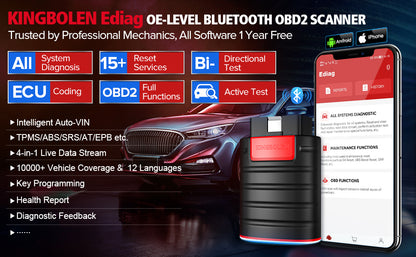 2025 Kingbolen Ediag Full System Car Diagnostic Tool Automotive OBD2 Scanner With 15 Resets Service