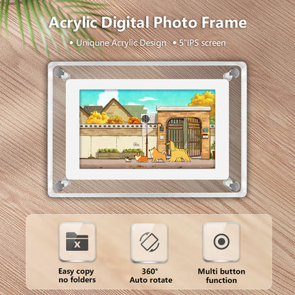 Crystal Advertising Player Acrylic 5 Inch 4GB IPS Screen Digital Photo Frame for Gift